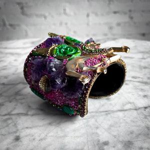 Lynn Carlton Eclectic Mixed Materials Amethyst & Malachite Cuff