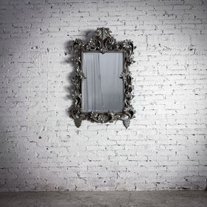 Baroque Style High Relief Silverwood Beveled Mirror