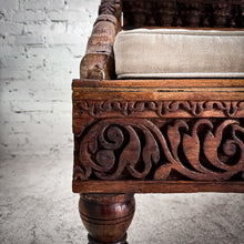 Load image into Gallery viewer, Antique Indian Reclaimed Carved Wood Bench
