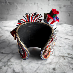 Lynn Carlton Eclectic Mixed Materials Multi Stone Cuff