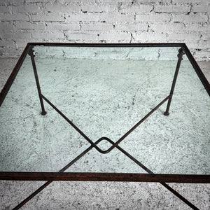 Modern Glass Top Iron Cocktail Table