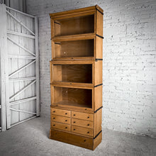Load image into Gallery viewer, 7 piece 1900&#39;s The Fred Macey Co. Unique Arts &amp; Craft Tiger Oak Bookcase
