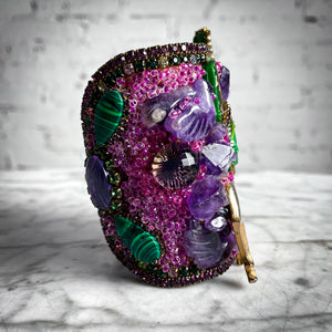 Lynn Carlton Eclectic Mixed Materials Amethyst & Malachite Cuff