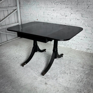 Sheraton Style Black Lacquer Drop Leaf Wood Dining Table