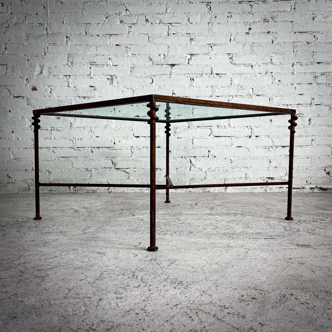 Modern Glass Top Iron Cocktail Table