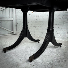 Load image into Gallery viewer, Sheraton Style Black Lacquer Drop Leaf Wood Dining Table
