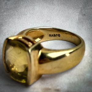 NABCO Contemporary 18KT Gold Lemon Quartz Cocktail Ring