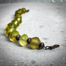 Load image into Gallery viewer, Antique African Green Vaseline Glass Beaded Bracelet
