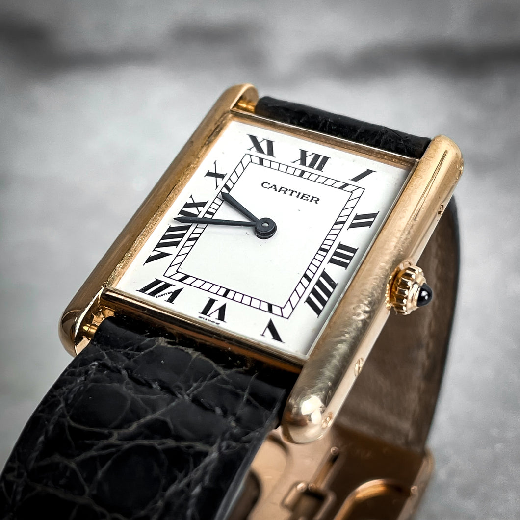 Vintage Cartier Classic Gold 18K Crystal Watch