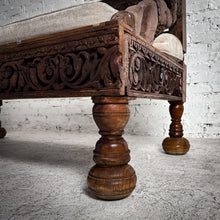 Load image into Gallery viewer, Antique Indian Reclaimed Carved Wood Bench
