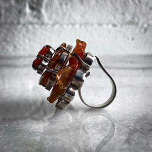 Vintage Darla N Polished Silver Mexican Carnelian Ring