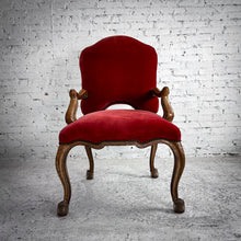 Load image into Gallery viewer, Louis XV Style Velvet Carved Wood Accent Chair
