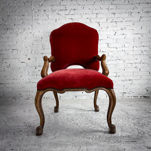 Louis XV Style Velvet Carved Wood Accent Chair