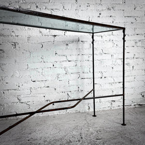 Modern Glass Top Iron Console