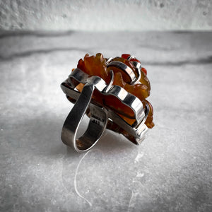 Vintage Darla N Polished Silver Mexican Carnelian Ring