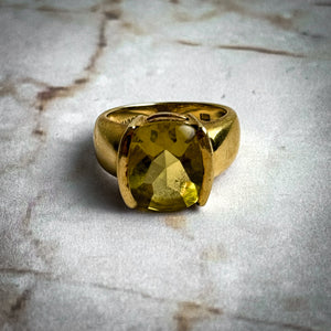 NABCO Contemporary 18KT Gold Lemon Quartz Cocktail Ring