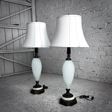 Load image into Gallery viewer, Set of 2 1950&#39;s Tipler&#39;s Lamp Shop Glass Standard Table Lamp
