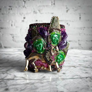 Lynn Carlton Eclectic Mixed Materials Amethyst & Malachite Cuff