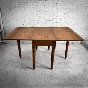 19th C. Rustic Farmhouse Drop Leaf Solid Walnut Drop Leaf Table