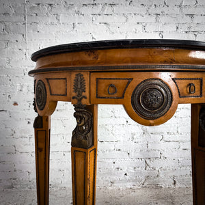 Neoclassical Marble Top Maple Veneer Console