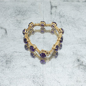 Vintage Gold 18K Amethyst and Diamond Bracelet