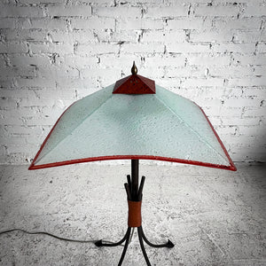 Arts & Craft Umbrella Frosted Glass Standard Table Lamp