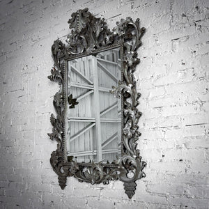 Baroque Style High Relief Silverwood Beveled Mirror