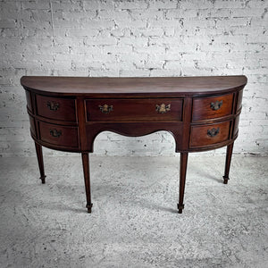 Matte Bow-Front Dark Wood Sideboard