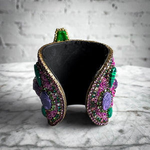 Lynn Carlton Eclectic Mixed Materials Amethyst & Malachite Cuff