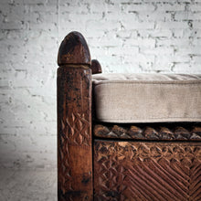 Load image into Gallery viewer, Antique Indian Chip Carved Wood Bench
