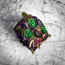 Load image into Gallery viewer, Lynn Carlton Eclectic Mixed Materials Amethyst &amp; Malachite Cuff
