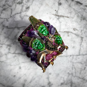 Lynn Carlton Eclectic Mixed Materials Amethyst & Malachite Cuff