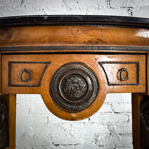 Neoclassical Marble Top Maple Veneer Console