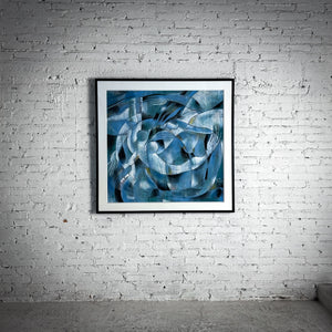 1988 Contemporary Figurative Abstract Blue Gouache Painting