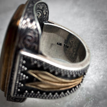 Load image into Gallery viewer, Vintage Konstantino Greek Engraved Silver-Gold Athens,Greece Ring
