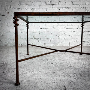 Modern Glass Top Iron Cocktail Table