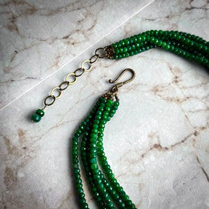 Piedras Contemporary Mexican Green Crystal Multi-Strand Necklace