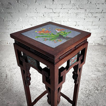 Load image into Gallery viewer, Late 20th C. Chinese Cloissone Rosewood Pedestal Table
