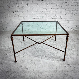 Modern Glass Top Iron Cocktail Table