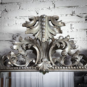 Baroque Style High Relief Silverwood Beveled Mirror