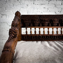 Load image into Gallery viewer, Antique Indian Reclaimed Carved Wood Bench
