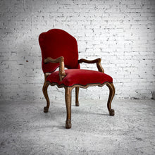 Load image into Gallery viewer, Louis XV Style Velvet Carved Wood Accent Chair
