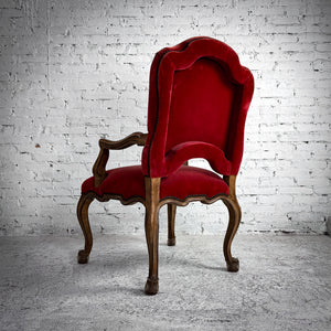 Louis XV Style Velvet Carved Wood Accent Chair