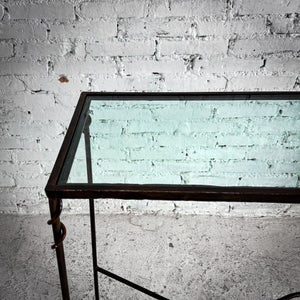 Modern Glass Top Iron Console