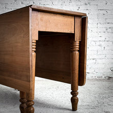 Load image into Gallery viewer, 19th C. Rustic Farmhouse Drop Leaf Solid Walnut Drop Leaf Table
