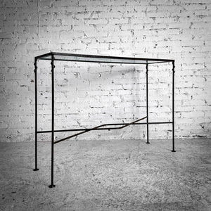 Modern Glass Top Iron Console