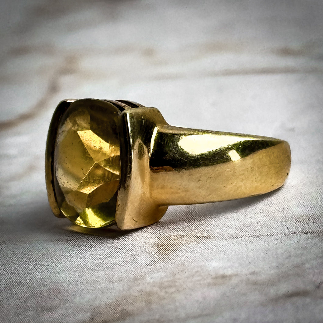 NABCO Contemporary 18KT Gold Lemon Quartz Cocktail Ring