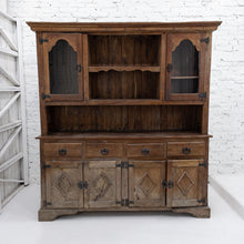 Load image into Gallery viewer, Antique Mexican Waxed Mesquite Hutch Cabinet
