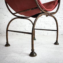 Load image into Gallery viewer, 18th Century Curule Vatican Italian Leather &amp; Iron Curule Chair
